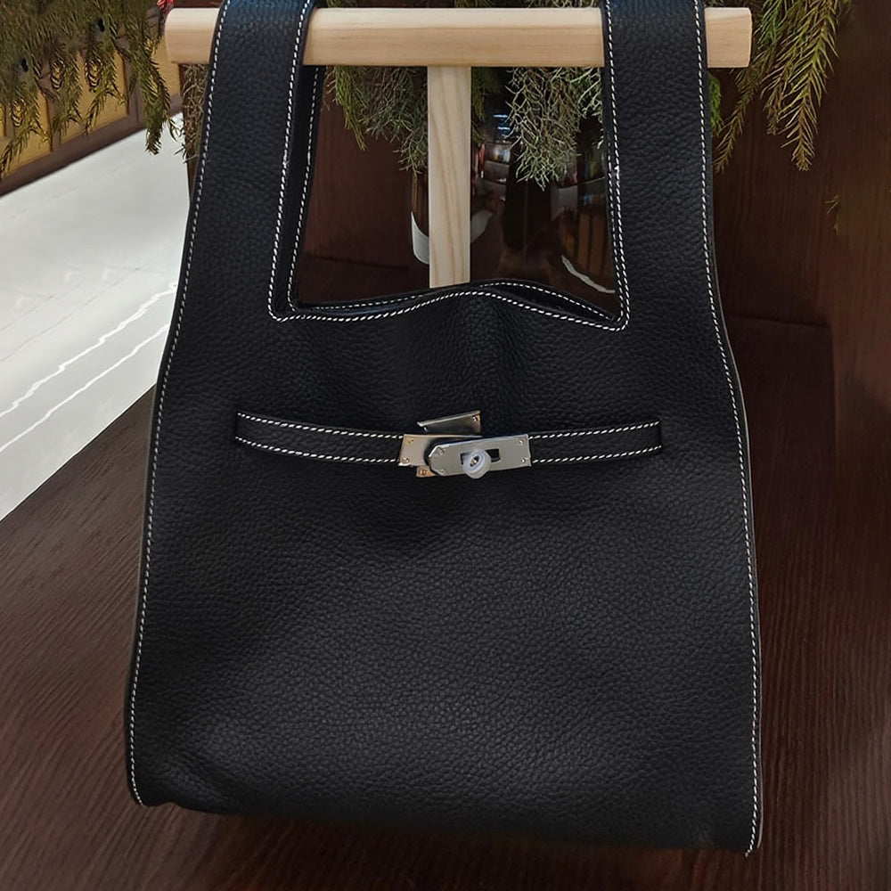 Heritage Grained Leather Hobo Bag with Signature Turn-Lock