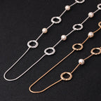 Long 32-inch Double Circle Link Necklace Rhodium on Sterling Silver - CIVIBUY