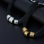 Gold Bead Wax Strand Triple Necklace Choker Jewelry - CIVIBUY