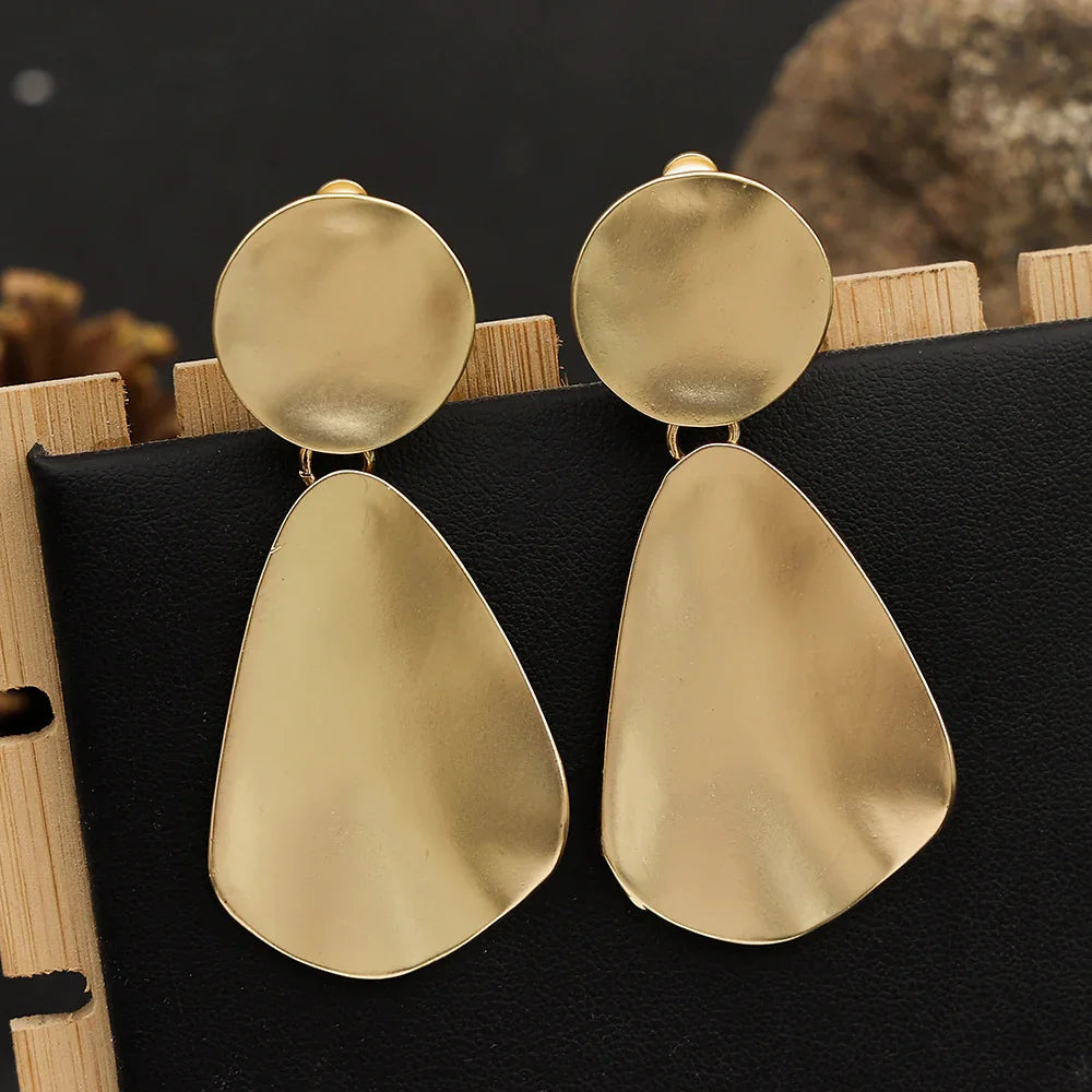 Large mother of Gold drop-shaped hanging earrings - CIVIBUY