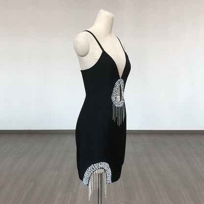 Valentina Bandage Dress mini dress bandge with diamond decoration - CIVIBUY