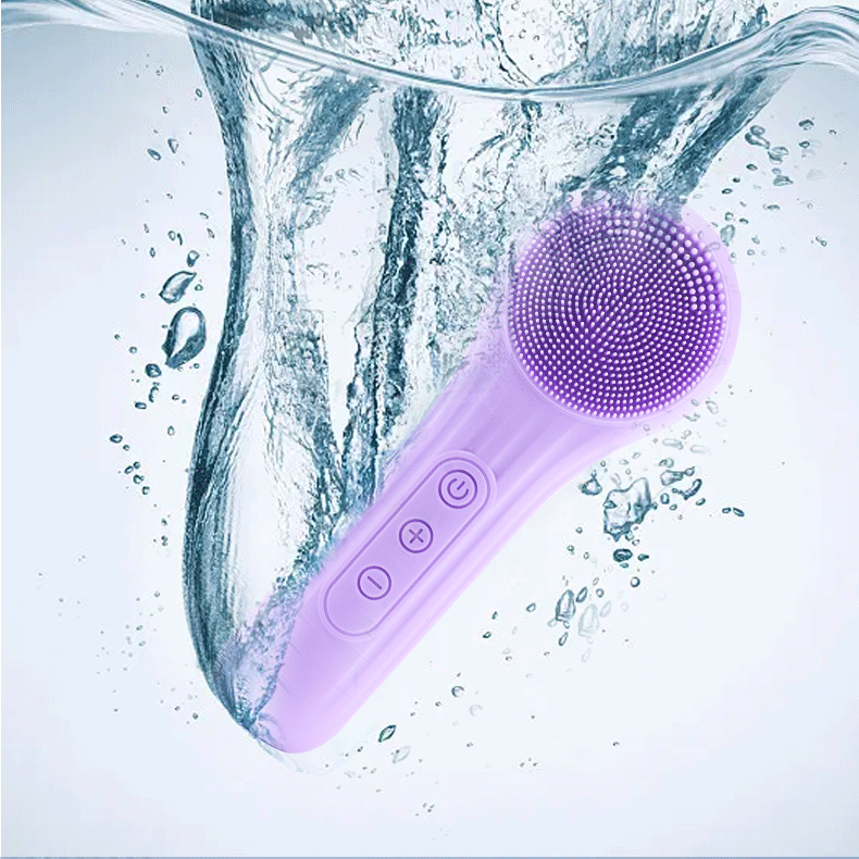 Facial Cleansing Brush, Electric Silicon Face Scrub Brush, IPX7 Waterproof 6 Intensities Deep Clean Heating Massage Removing Blackhead Gentle Exfoliation, Inductive Charging - CIVIBUY
