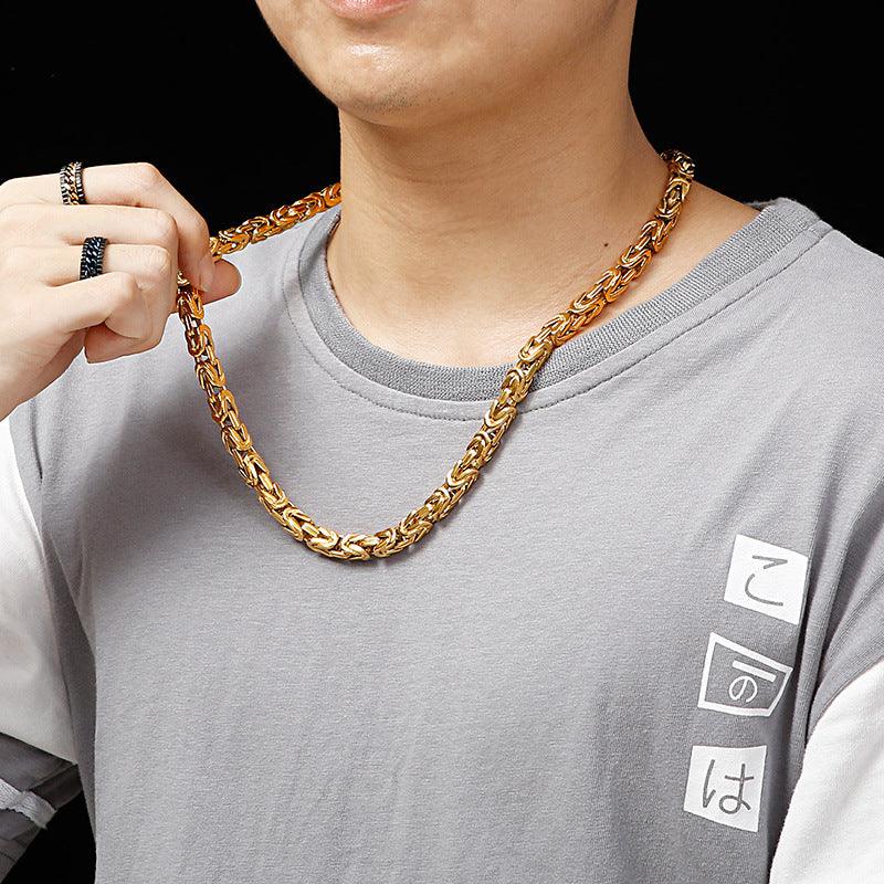 Fashion Choker Rapper Cuban Necklace Stainless Steel Men's Jewelry 24 inchs long - CIVIBUY