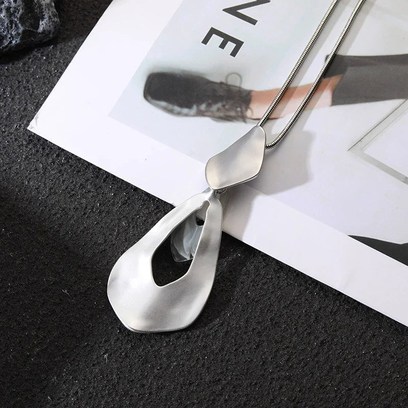 Silver Long Chains Necklace Fashion Accessories Pendants Jewelry - CIVIBUY