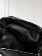 Minimalist Black Leather Tote Bag – Large Capacity Shoulder Purse for Women