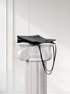 Minimalist Black Lamb Leather Tote Bag – Handmade in Italy, Unlined Vertical Shoulder Purse