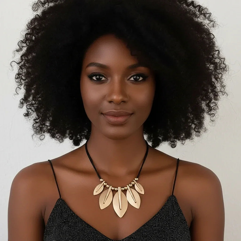 Elegant Artistic Gold Leaf Necklace for Women