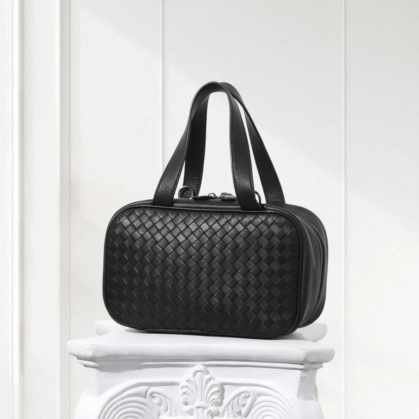 Classic Black Weave Leather Tote Bag – Timeless Luxury Purse