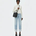 Minimalist beige woven leather handbag and pouch set for women on civibuy.com