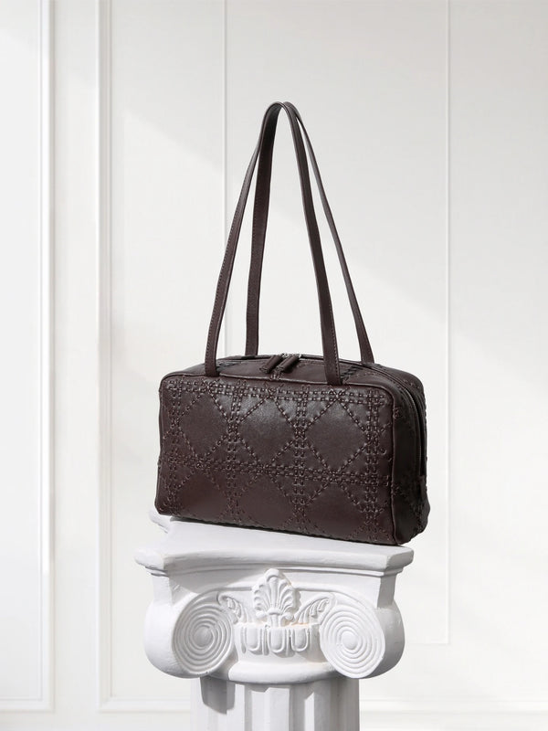 Luxury Handcrafted Bowling-Style Leather Bag – Brown | Everyday Shoulder Tote