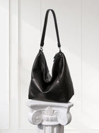 Handcrafted Shoulder Bag Grey Pebbled Premium Leather