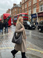 Handcrafted Shoulder Bag Grey Pebbled Premium Leather