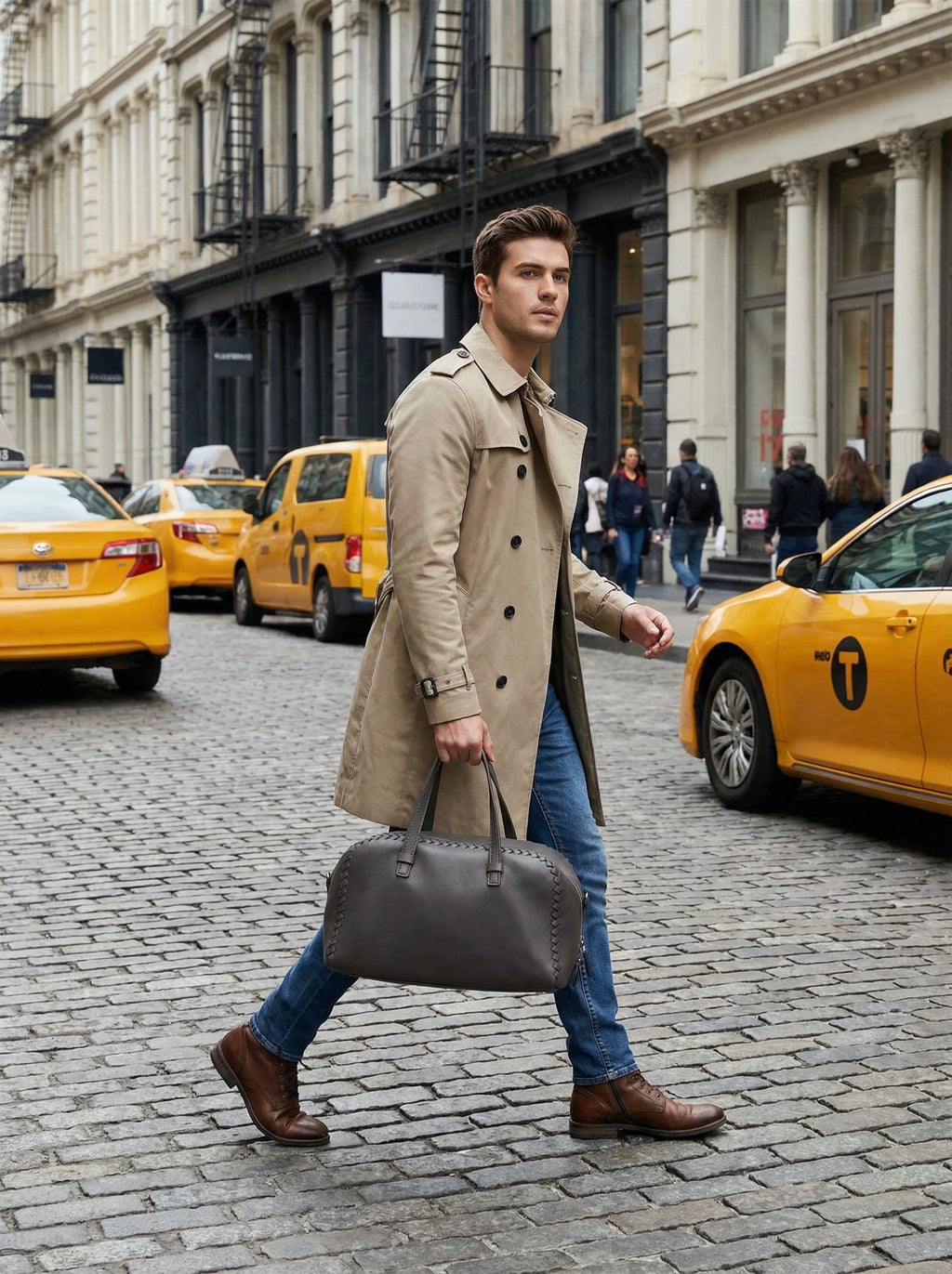 Luxury Line Semi-Shoulder Boston Bag,Black