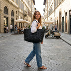Artisan Quad-Layered Fringed Lambskin Tote Hand-Woven Italian Nappa
