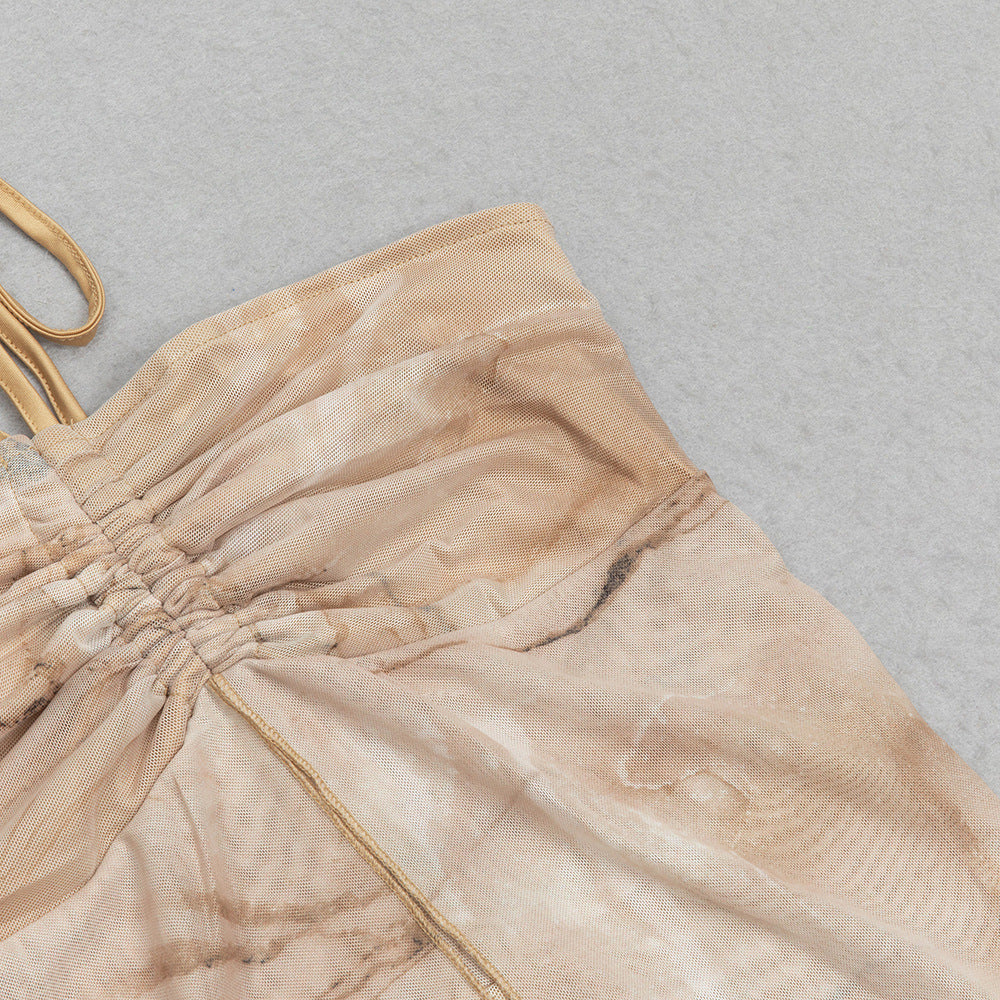 Copy of Contrast Lace Ruffled Ruffled Linen Dress - CIVIBUY