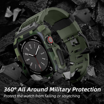 Rugged Case with Band Designed for Apple Watch Series SE2/SE/7/8/9 44mm, Military Heavy Duty Protector Cover Shockproof - CIVIBUY