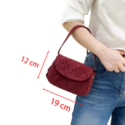 Vintage Woven Tote Handbags For Women Top-handle ,Burgundy Small