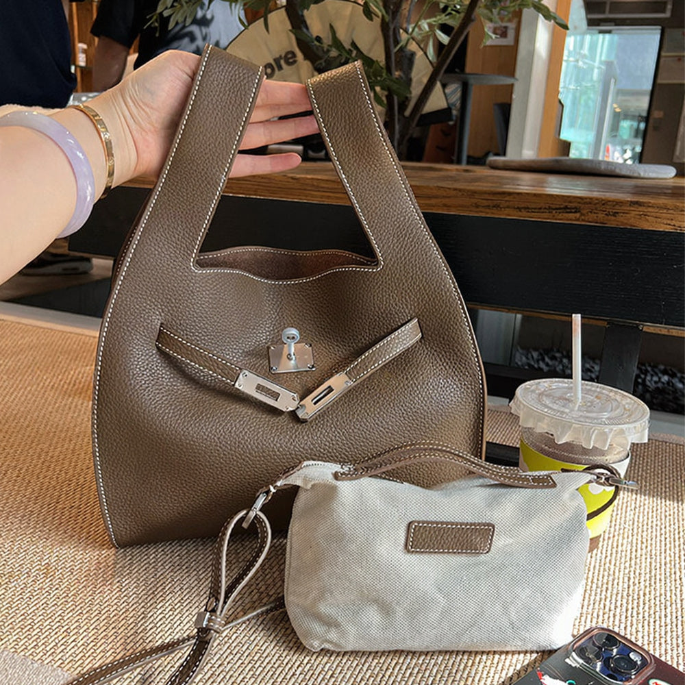 Heritage Grained Leather Hobo Bag with Signature Turn-Lock