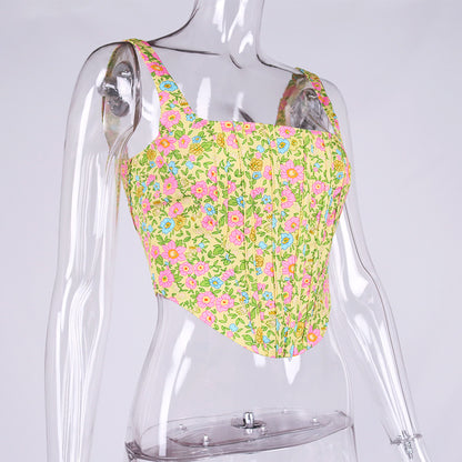 Strapless Fashion Floral Bustier Tops Sexy Backless Women Streetwear - CIVIBUY