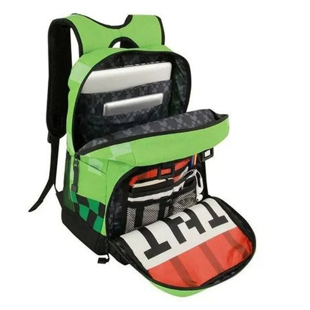 Zaino Pixel Gamer Verde per Bambini – Zaino Scuola Ispirato ai Videogiochi