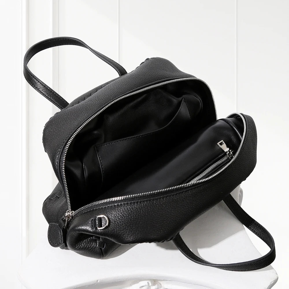 Small Boston Leather Tote Bag,Black