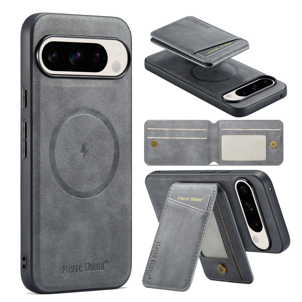 Google Pixel 11 Pro Leather Wallet Case, Magnetic Detachable 2-in-1 Phone Cover with Card Holder