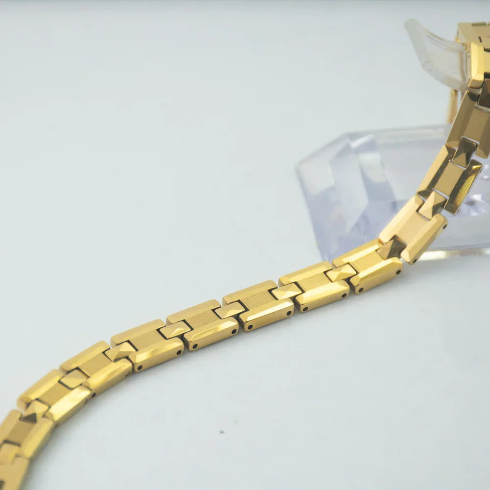 女性用ゴールド磁気ダイヤモンドブレスレット リンクセラピー 減量ジュエリー