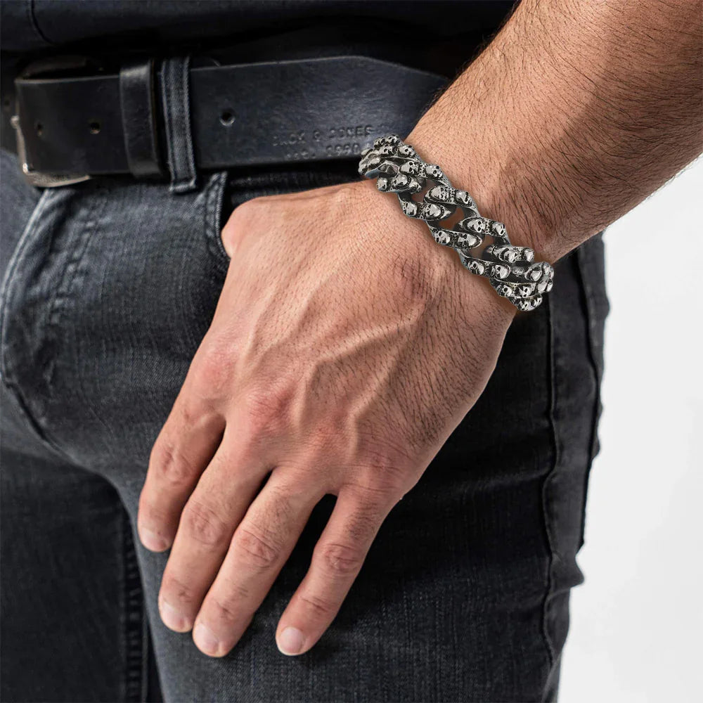Viking Bracelet punk skull mens bracelet viking bracelet men silver