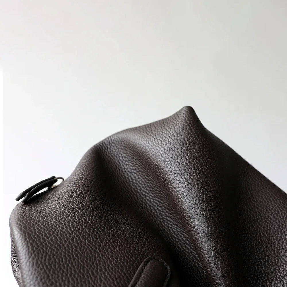 Minimalist Black Leather Tote Bag – Cow Leather Shoulder Purse for Women