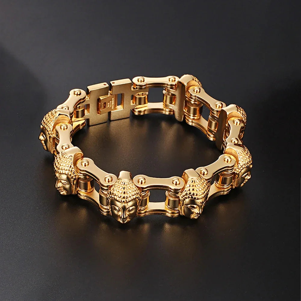 Buda Rock-Style Stainless Steel Bracelet for Men – Spiritual Jewelry