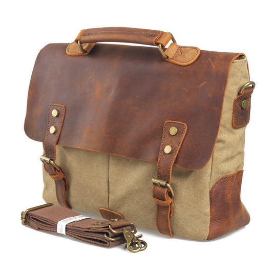 Wax Canvas Laptop Bag - Unisex Canvas Messenger & Office Bag for Men and Women