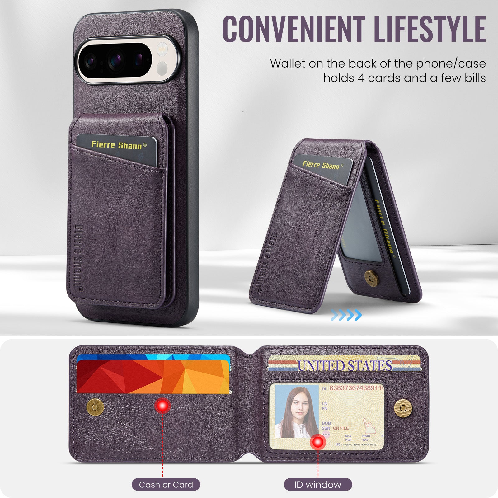 Google Pixel 11 Pro Leather Wallet Case, Magnetic Detachable 2-in-1 Phone Cover with Card Holder