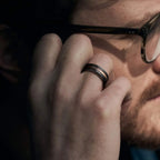 Personalized Tungsten Rings for Men's Wedding Bands Black Matte Gold Grooved Center - CIVIBUY