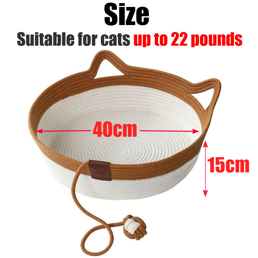 Natural Cat Bed Straw Nest Woven Pet House Handmade Braided Soft Cushion 16 Inches