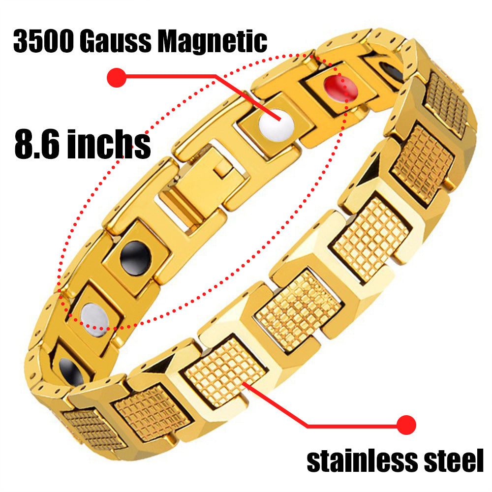 Mens Magnetic Bracelets for Arthritis Pain Relief Bracelet ,Gold