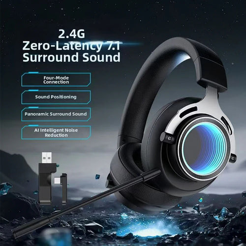 Neon LED Wireless Gaming Headset BT70 – Multi-Platform 2.4GHz / Bluetooth / Type-C