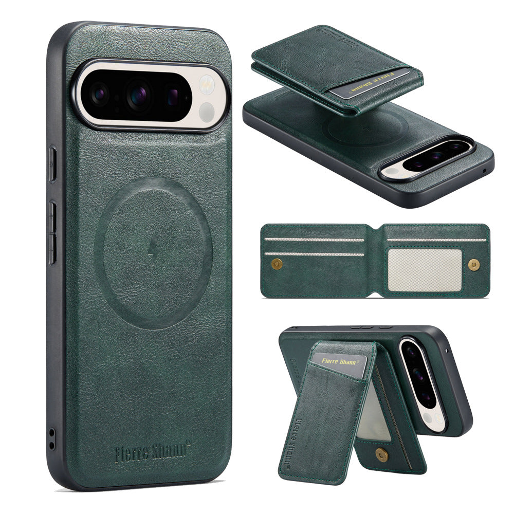 Google Pixel 11 Pro Leather Wallet Case, Magnetic Detachable 2-in-1 Phone Cover with Card Holder