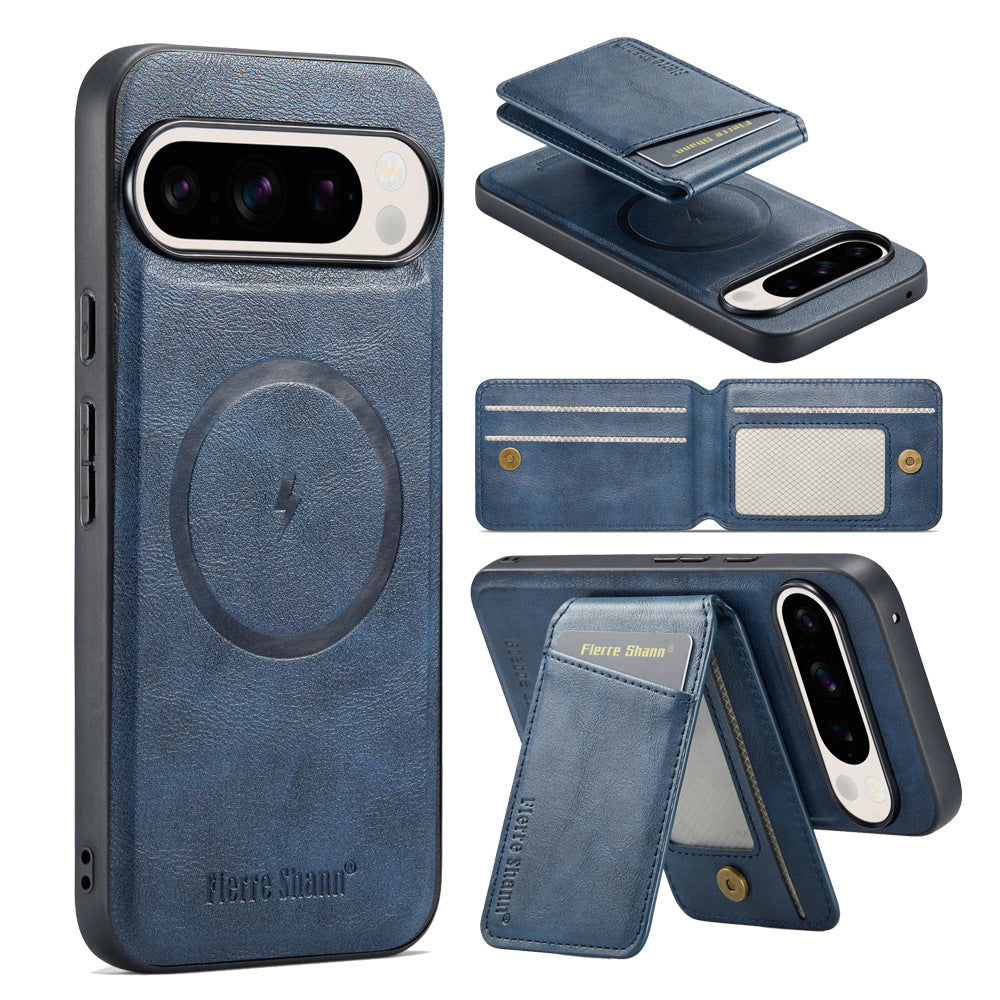 Google Pixel 11 Pro Leather Wallet Case, Magnetic Detachable 2-in-1 Phone Cover with Card Holder