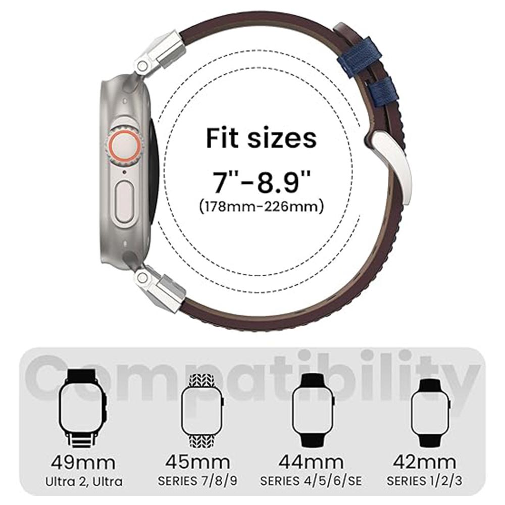 Genuine Leather Strap for Apple Watch Band Series 9 8 7 6