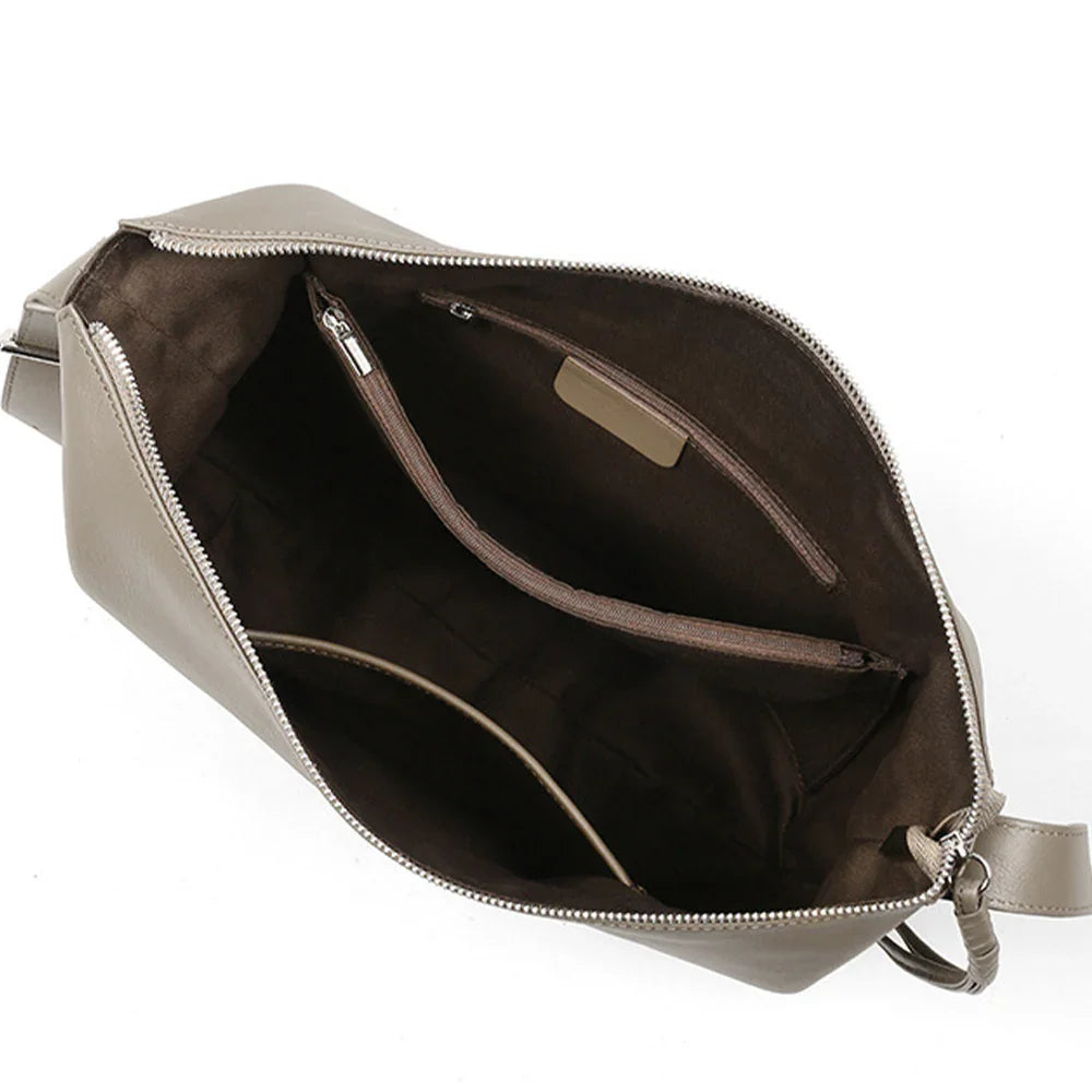 Minimalist Crescent Hobo Shoulder Bag Soft Genuine Leather Slouchy Tote