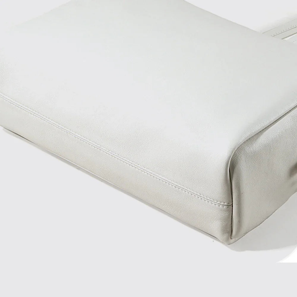 Minimalist White Box Tote – Structured Genuine Leather Shoulder Bag for Everyday Elegance