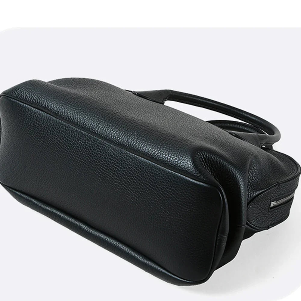 Minimalist Leather Tote Bag – Genuine Leather Commuter Handbag for Women