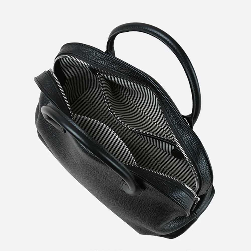 Minimalist Leather Tote Bag – Genuine Leather Commuter Handbag for Women