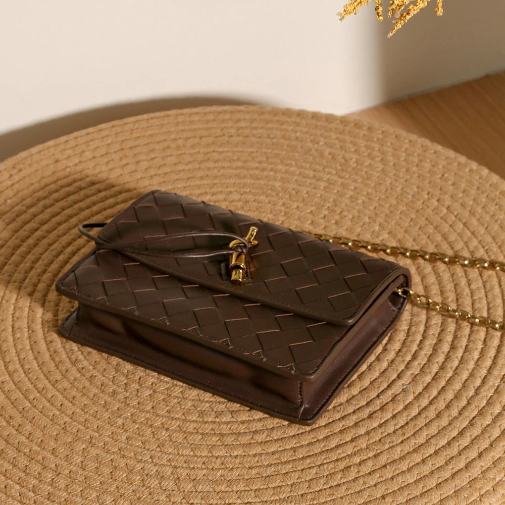 Artisanal Woven Leather Envelope Card Case
