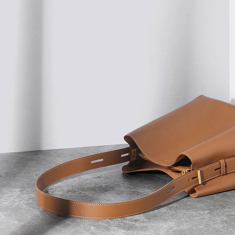 Women's Leather Shoulder Bag Lady Cute Genuine Leather Bag【Black】 - CIVIBUY