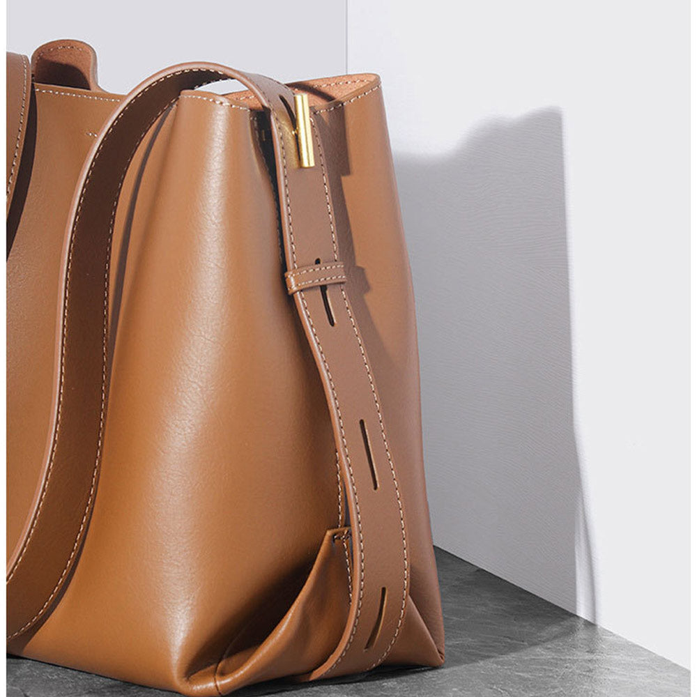Women's Leather Shoulder Bag Lady Cute Genuine Leather Bag【Black】 - CIVIBUY