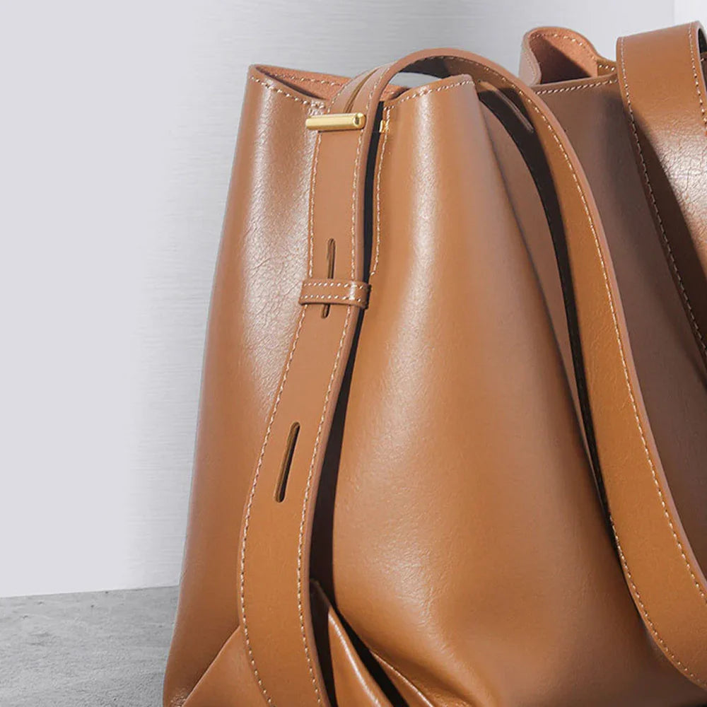 Women's Leather Shoulder Bag Lady Cute Genuine Leather Bag【Black】 - CIVIBUY