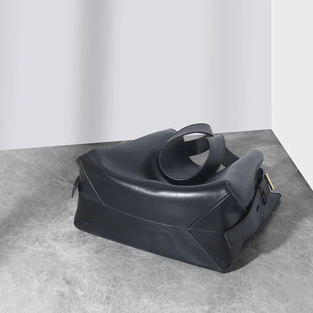 Women's Leather Shoulder Bag Lady Cute Genuine Leather Bag【Black】 - CIVIBUY