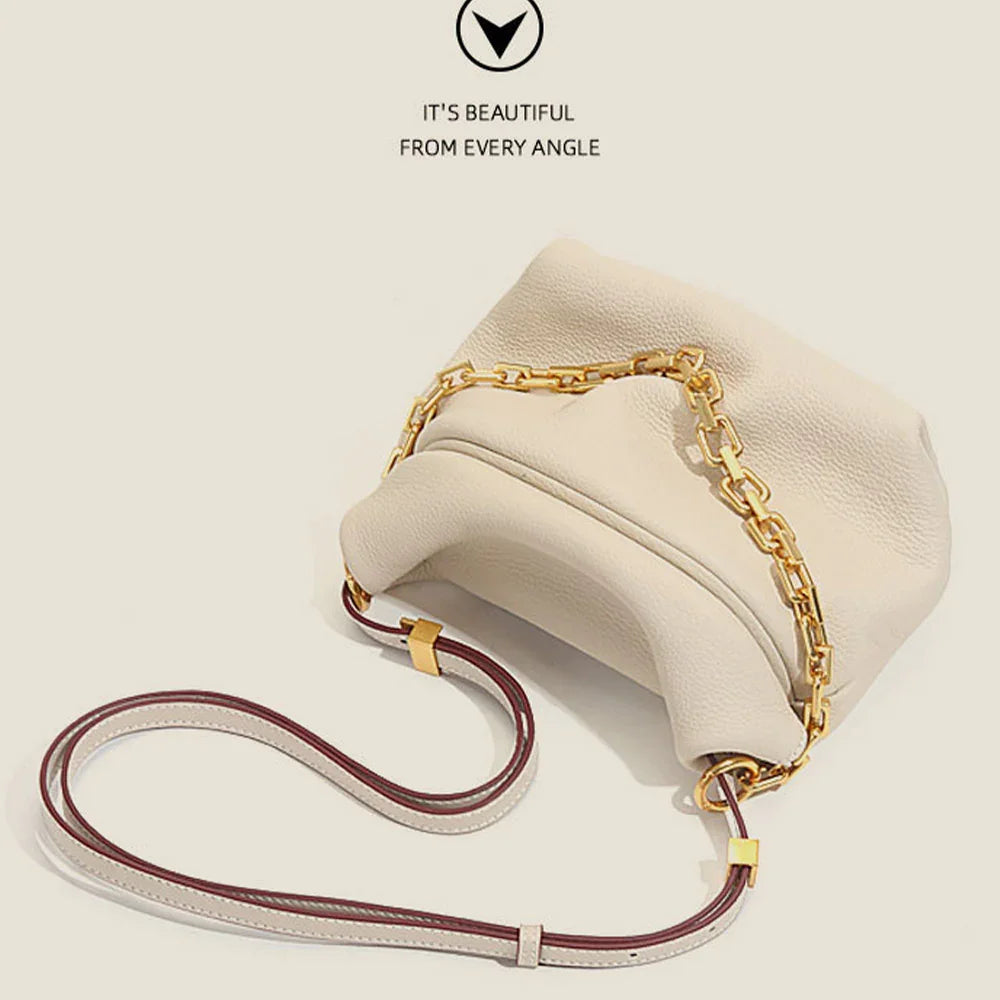 Women's Leather Shoulder Bag Cute Genuine Leather Bag【white】 - CIVIBUY