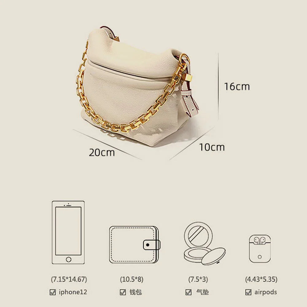 Women's Leather Shoulder Bag Cute Genuine Leather Bag【white】 - CIVIBUY
